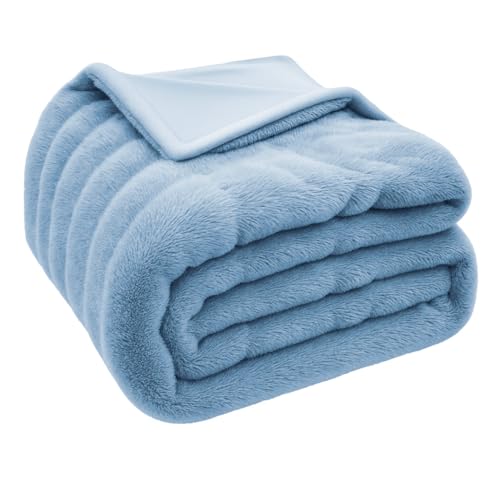 Image of VAS COLLECTIONS Bubble Blanket 600 GSM Heavyweight Ultra-Soft & Warm Blanket | Double Bed 223x223 cm (3000g) | Premium Winter Blanket for Bedroom & Heavy Winter Use - (Aqua, Double - 3Kg)
