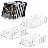 ZHYTUAL 4 pièces Porte CD Acrylique Transparent Range CD/DVD/Blu ray Support de Rangement à Compartiments Verticaux Boîte de rangement pour cassettes de jeux, livres, cosmétiques