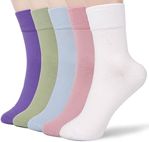 FGZ Womens Thin Cotton Socks, Soft Cotton Bootie Socks Women Above Ankle Crew Socks 5 Pairs(Mix-01,5-9)