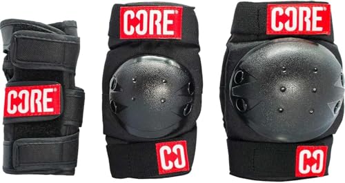 CORE Junior Triple Pad Set Knee Pads Elbow Pads Wrist Guards 6 in 1 Protective Gear Set for Kids Youth Adult for Skateboarding Scooter Cycling BMX Skating Skate - S (9-15 Years)
