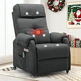 Korser Power Recliner Chair for Adults, Recliner for Small Spaces with Rollers, Electric Chair with Massage and Heat, USB and Type-C Charge Port, Fabric Recliner Chair for Living Room, Bedroom