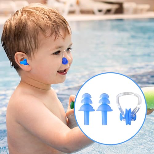 IDNVFY 1 Stück Schwimmohrschutz Stirnband, 1-Stück-Nasenclip, 1 Paar Ohrstöpsel, Elastischer Wasserdichtes Ohrschutzgürtel, Stirnband Gegen Rutsch-Stirn, Zubehör Der Schwimmausrüstung.