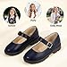 Hehainom Girls Mary Jane Dress Shoes School Uniform Shoes Little Big Kids Round Toe Platform Flats(Navy Pu 5 M US Big Kid)