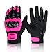 Produktbild Professionelle Motorradhandschuhe für Männer / Frauen, Outdoor Sport Anti-Fall rutschfest Wandern Klettern Rennen Reiten Radfahren Smartphone Touch Winter Wasserdichter Thermohandschuh (Rosa, M)