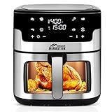 MIRASTON 8.5QT Air Fryer, Family Size Digital Air Fryers, Nonstick Square Basket, Smart Touchscreen with 8-Preset, Air Frying, Reheat Leftovers, Party Food, Fast Cooking, Dishwasher-Safe, for Kitchen