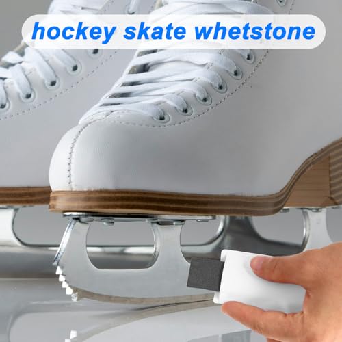 Sinbana 2pcs Ice Skate Sharpening Stones, 10x2.5x0.6cm/3.94x0.98x0.24in Fine Grit Hockey Figure Skate Hand Stone Sharpener with PU Case Professional Maintenance Tool Accessories for Sharpening Blades