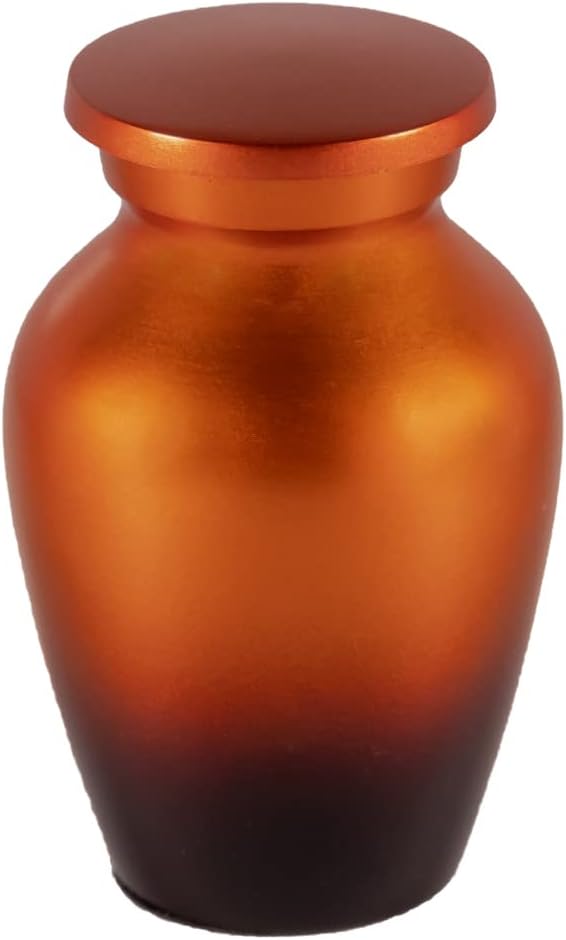 Sunset Brass Keepsake Cremation Urn for Ashes, Brass, Gold and Brown Urn, Keepsake Sized Cremation Urn, 2.75 Inches High