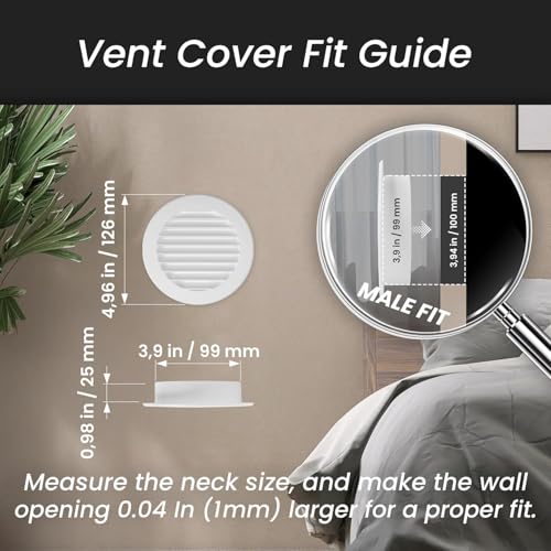 Image of Repa Market 2-Pack 4'' Inch - Plastic White Vent Covers With Flange - Round Soffit Vent - Air Vent Louver - Grille Cover - Protective Screen Mesh - HVAC Ventilation