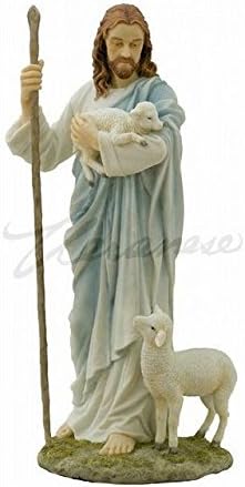 Amazon Co Jp Veronese ヴェロネーゼ 羊飼いイエス キリスト 杖 置物 陶器風 フィギュア ホーム キッチン