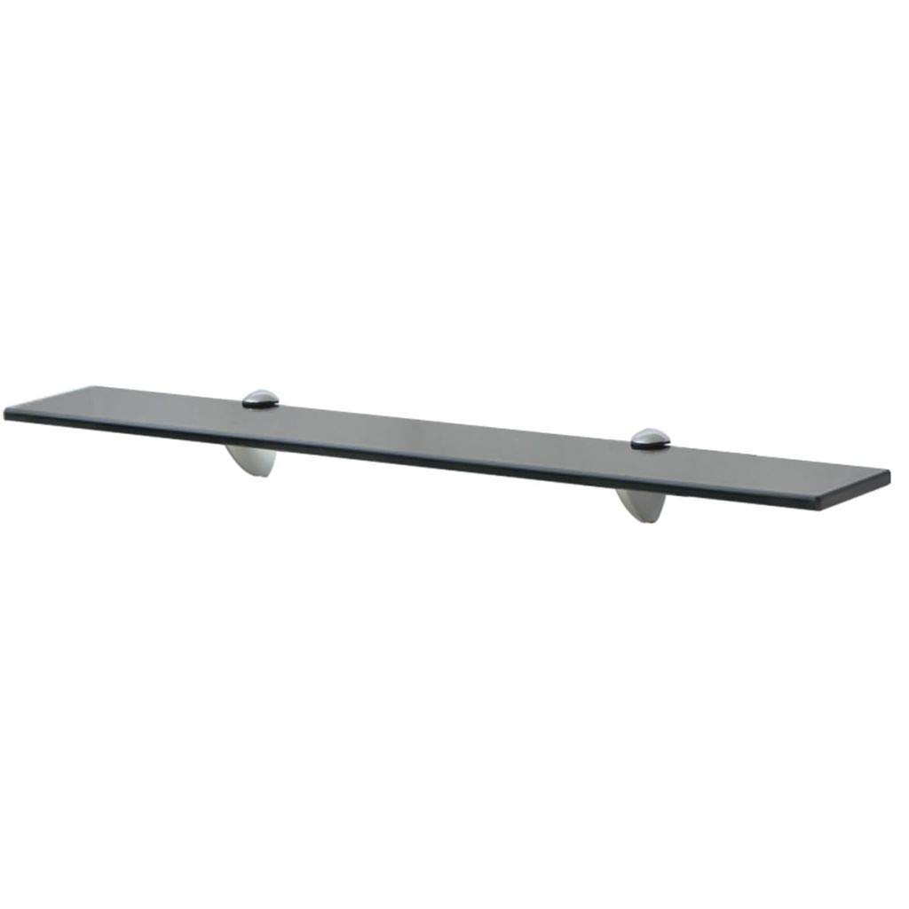 Tidyard Floating Shelf Tempered Safety Glass Wall Display Shelf for Display Decorative Items in Kitchens Bathrooms Living Rooms 70x20 cm 8 mm Black