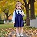 Girls Color Block Lapel A-Line Pleated Dress Kids Back to School Cute 2 Piece Outfits for 4-8 Years with Bowtie