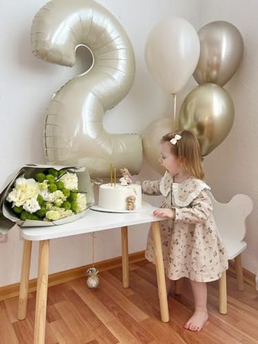 Image of 2 Balloon Numbers Birthday Decorations, 40In Cream Balloons for Men Women | Eye-catching Appearance, Perfect Decorative Centerpieces, Convenient Self-sealing Structure, Widely for Various Occasions