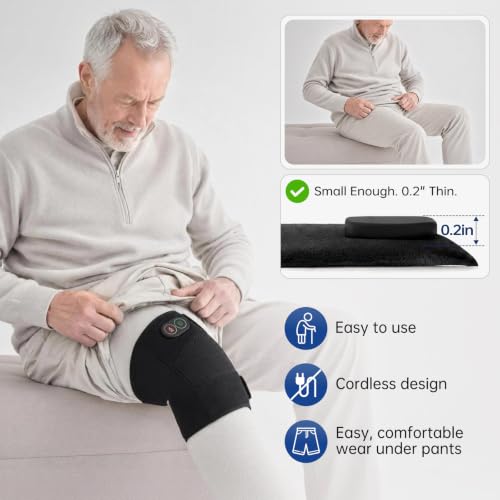 Masajeador de rodilla inalámbrico con calor y vibración, 2 unidades miniatura 4