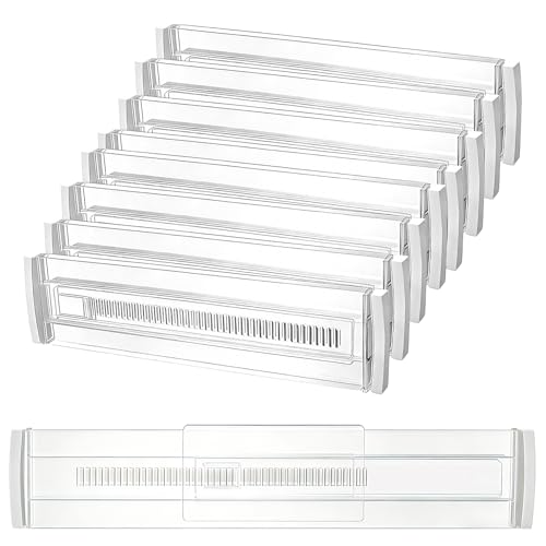 BUCOMTU Schubladentrenner, 8er Set Schubladentrenner Verstellbar Kunststoff(30-50cm), Schubladeneinteiler Schubladen Organizer Trenner für Kleiderschrank, Schlafzimmer, Schreibtisch, Kommode, Küche