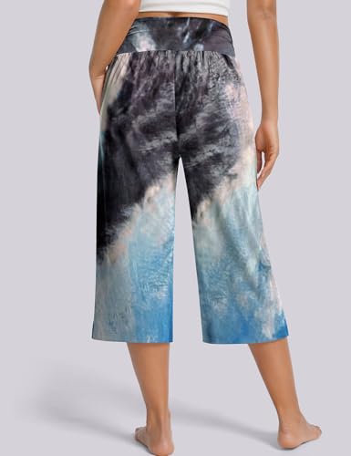 Image of UEU Women's Yoga Capri Pants Loose Soft Drawstring Workout Sweatpants | Comfortable Stretchy Fabric, Casual Lounge Pants, Side Pocket, Workout Travel Daily Wear