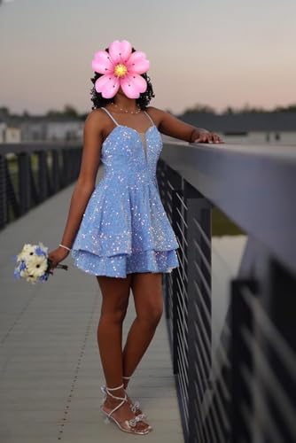 RSOETOO Sequin Short Homecoming Dress for Teen Sparkly Prom Dresses Sweet 16 Photo Shoot Cocktail Gowns RO0582