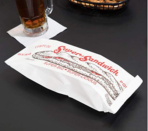14” Sub Sandwich Bags (50) - Durable, Wide Gusset, with Nostalgic Neighborhood Deli Look. Great for Sub Shops, Pizza Joints, Food Trucks, Concession Stands, Restaurants, Cafes, and School Lunches. - Thumbnail 6