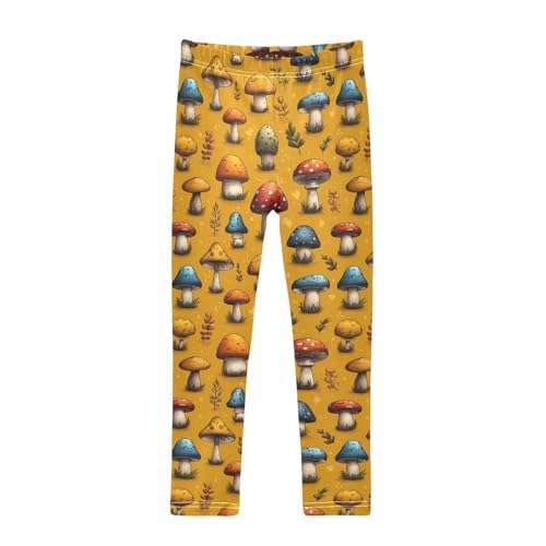 Girls Leggings Cute Mushroom Leaves Soft Toddler Leggings for Girls Kids Pants Size 4T-10T