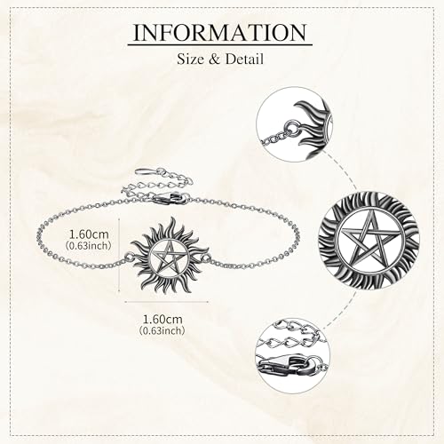 URONE Supernatural Bracelet 925 Sterling Silver Anti Possession Bracelet Pentagram Jewelry Gifts for Women4