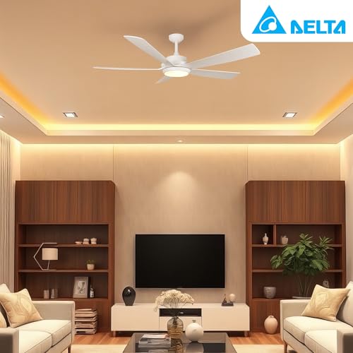 breez Delta Pleasanton 60" Ceiling Fan with LED, Remote, Indoor/Outdoor, White - Image 5