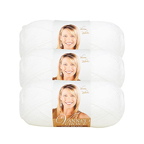 Image of Lion Brand Yarn, Vanna's Choice Crochet Yarn, White, White, 3 Pack
