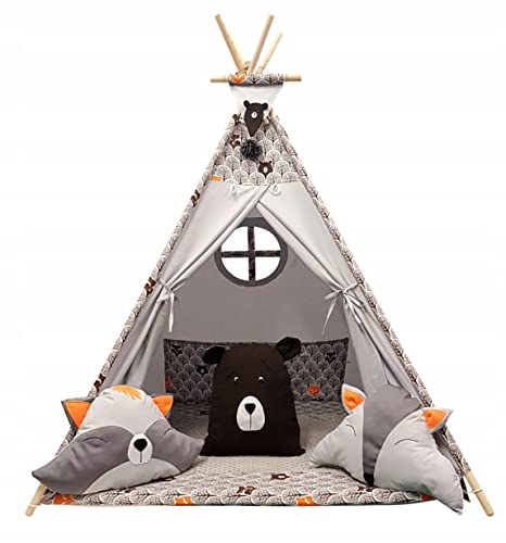 Izabell, Tipi pour enfant, tente de jeu, tepee, tente avec fenêtre, tente tipide, kit de jeu pour enfants