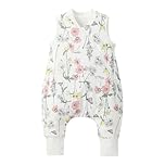 Duomiaomiao Sleeping Bag with Legs, 100% Cotton 1.5 Tog Baby Sleep Bag Toddler Sleeping Sack with Feet for 12-24 Months Boys Girls, Flowers
