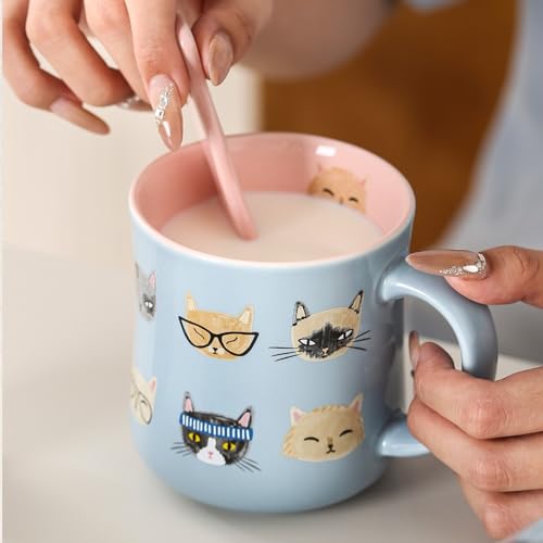 Taza de cerámica para café con tapa y cuchara 450 ml miniatura 6