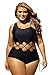 Lalagen Women's Sexy Lace up Hollow Out Monokini Plus Size One Piece Swimsuit Black XXXL