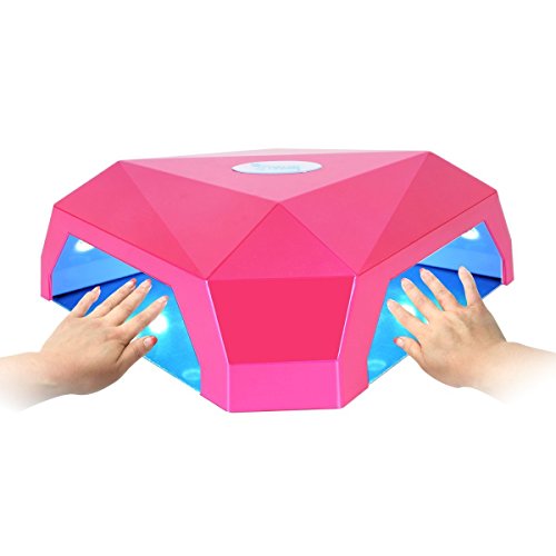 Secador de Uñas, Erosway Lámpara led uñas de 60w, curación dos manos a la vez, temporizador 5-120 y sensor de infrarrojos. Cura los geles de uñas LED y UV. Provisto de nchufe de la UE.(Rosa)