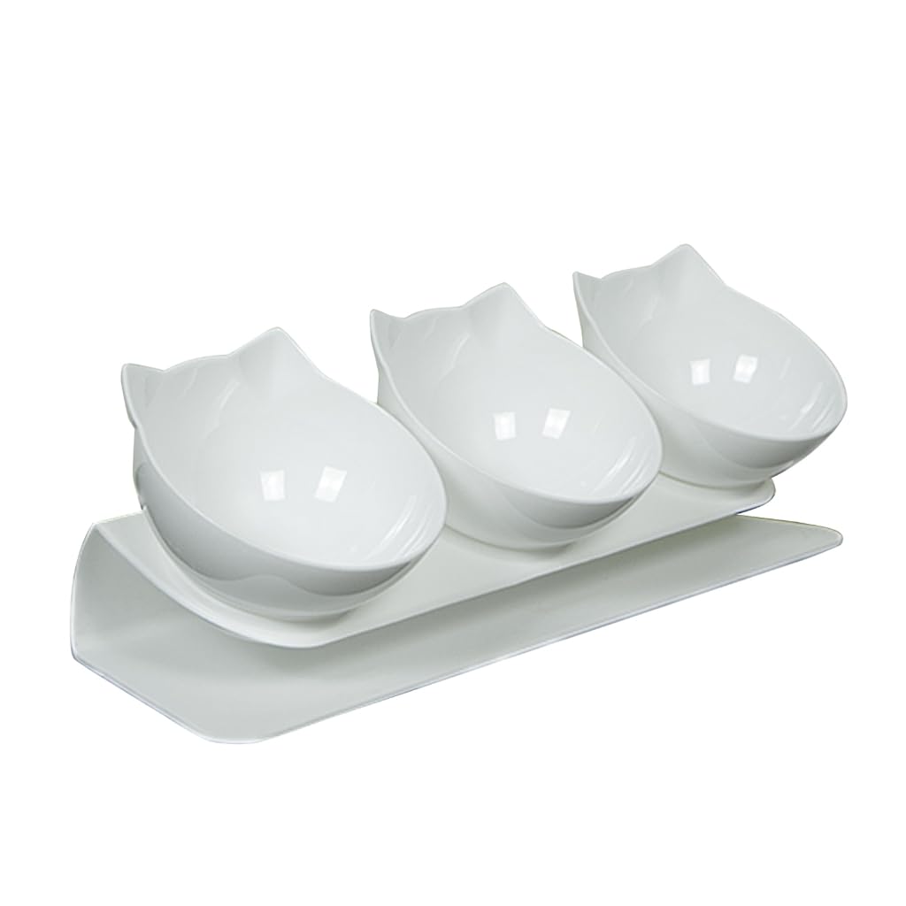 Elnwnnkc Cat Dog Feeding Bowl 15° Tilted Food Drinking Water Bowls Food Grade Neck Guard Raised Feeder for Puppy