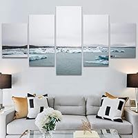 SIGNWIN 5 Panel Canvas Wall Art Modern Art Aerial Contemporary Cool Dramatic Multicolor Nature Photography Snow for Home Decorations Ready to Hang - 60