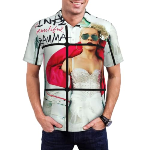 Polo Homme Pink^Singer Col Respirant Idéal pour Festival de Musique