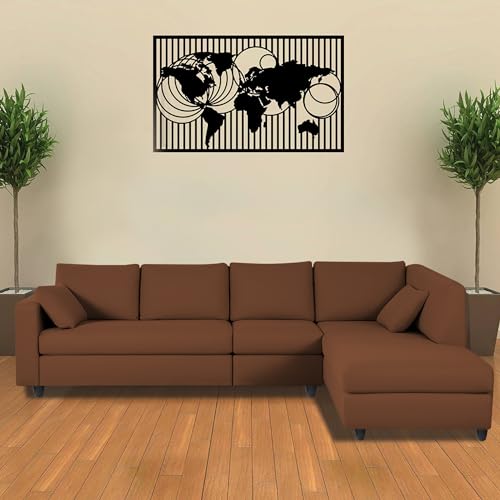 Image of Florian RHS 6 Seater L Shape Sofa Set for Living Room (Brown Fabric) Premium Fabric Sofa