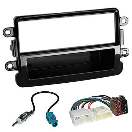 Sound Way Kit Montaje, Kit Montaje Autoradio, Marco 1 DIN / 2 DIN Radio de Coche, Cable Adaptador Conector ISO, Adaptador Antena Compatible con Dacia Duster, Sandero