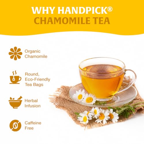 Image of HANDPICK Organic Chamomile Tea (100 Tea Bags) Pure Floral Chamomile Tea