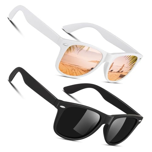 Image of Sunier Polarized Sunglasses for Men and Women, Retro Square Matte Finish UV400 Protection Shades for Driving, Fishing