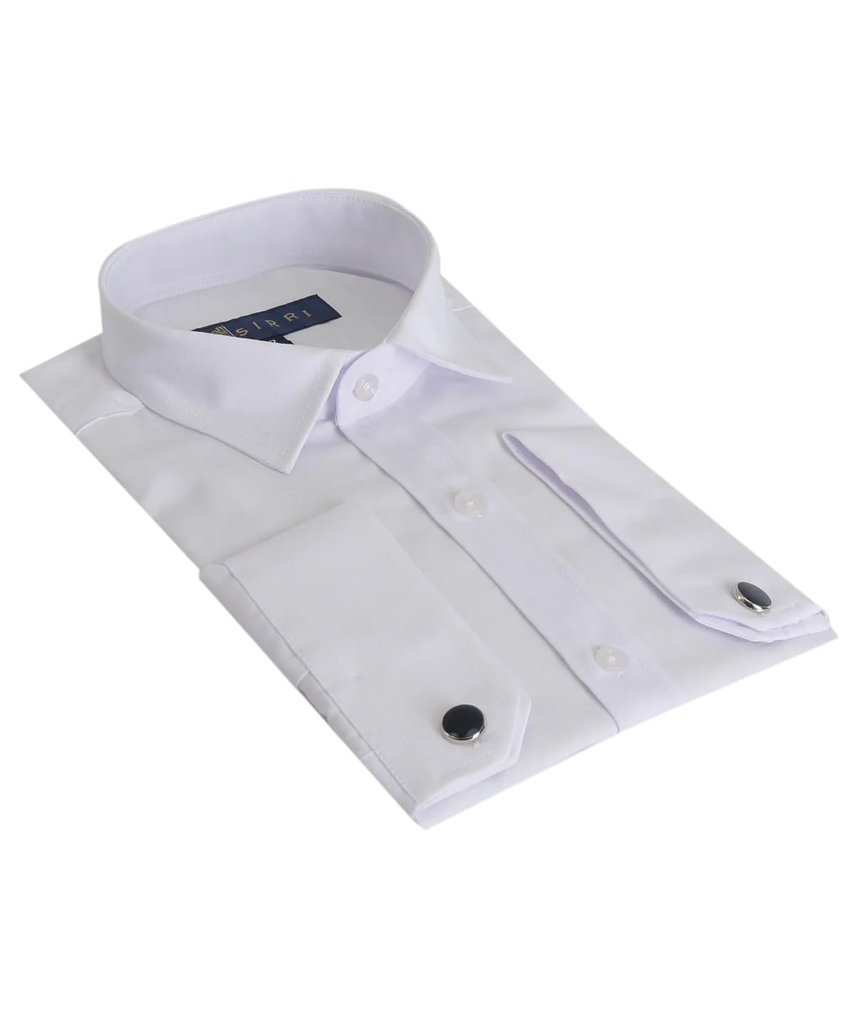 SIRRI Chemise habillée à Manches Longues Coupe Slim pour garçon avec col Classique et Boutons de Manchette en Blanc Taille 4-5 années