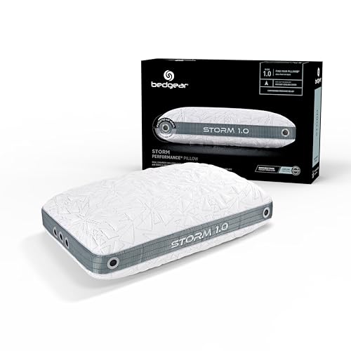 Bedgear Storm Performance Pillow - Size 1.0 - Cooling Bed Pillow for Hot Sleepers - Medium Firmness Pillow for All Sleep Positions, Hypoallergenic, Washable & Removable Cover - 20" W x 26" L x 5.25" H