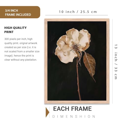 Image of kotart Floral Art Home Decoration for Wall Decor | Aesthetic Paintings With Frame For Living Room Bed Room Hotel Wall Decor Digital Reprint Set of 3 (10X13 inch)