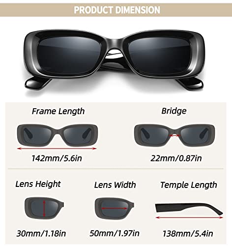 Jjwell 3 Pack Polarized Sunglasses Womens Trendy Vintage Retro Fashion 90S Rectangle Womens Sunglasses Uv Protection Anti Glare #TOP5