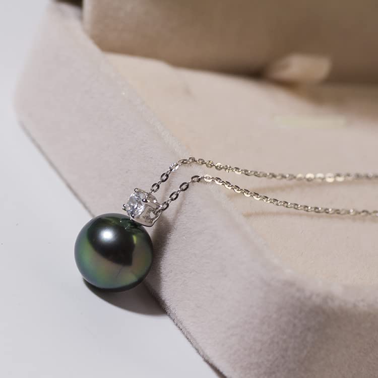 Anniversary Birthday Gfits for Wife - Tahitian Black Pearl Necklace- Gifts for Women Mom Girlfriend Her Christmas Mothers Day Valentine's Day Fine Jewelry Gifts Real 9-10mm Pearls Pendant3