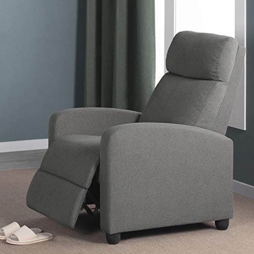 image for Yaheetech Home Theater Seating Fabric Recliner Chair Modern Single Liv