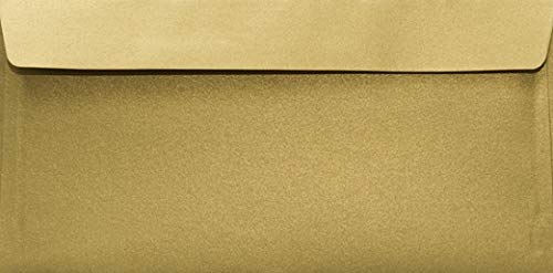 Netuno 25 Long Gold Pearlescent envelopes DIN DL 110x220mm 4.33x8.66″ 110gsm Sirio Pearl Aurum Peel&Seal Square Flap no Window Shimmer Metallic for Wedding Invitations Greeting Cards menu Christmas — image 1