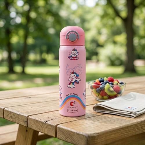 Image of Clay Craft Water Bottle 550ML Stainless Steel Sports /Leak Proof Bottle | Double Walled | for Home, Office, Gym, Travelling | Lightweight | BPA Free | BIS Certified | 1 Year Limited Warranty | Pink