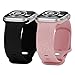 Rose Engraved Silicone Band Compatible with Apple Watch Band 38mm 40mm 41mm 44mm 45mm 42mm Women Men,Sport Strap Replacement Wristbands for iWatch Series 7/6/5/4/3/2/1/SE,2 Pack