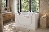 ANZZI Walk In Tub 30 x 60 In Wheelchair Accessible Walk-In Whirlpool and Air Bathtub Left Drain 36 Jets Powered Fast Drain Quick Fill Heater ADA Compliant Gelcoat White 110V | AMZ3060WCARWD