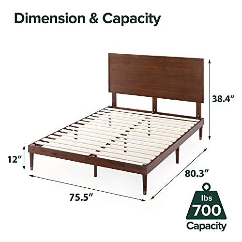 Zinus Raymond Wood Platform Bed Frame With Adjustable Wood Headboard / Solid Wood Foundation / Wood Slat Support / No Box Spring Needed / Easy Assembly, King #TOP5