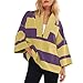 Plus Size Tops for Women Striped Half Zip Sweatshirts Long Sleeve Color Block Fashion Pullover Jackets with Pockets Yellow