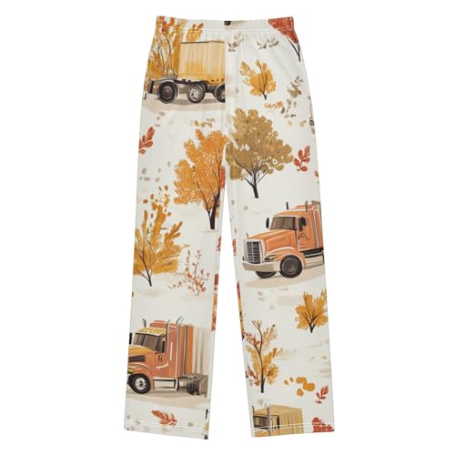 ZZXXB Autumn Tree Truck Boys Long Pants Soft Trousers Elastic Waist Kids Lounge Bottoms with Pockets S-XL